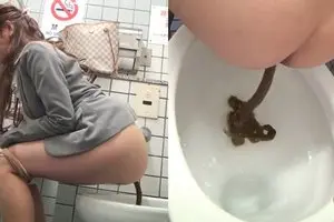 Японская женщина какает в общественном туалете